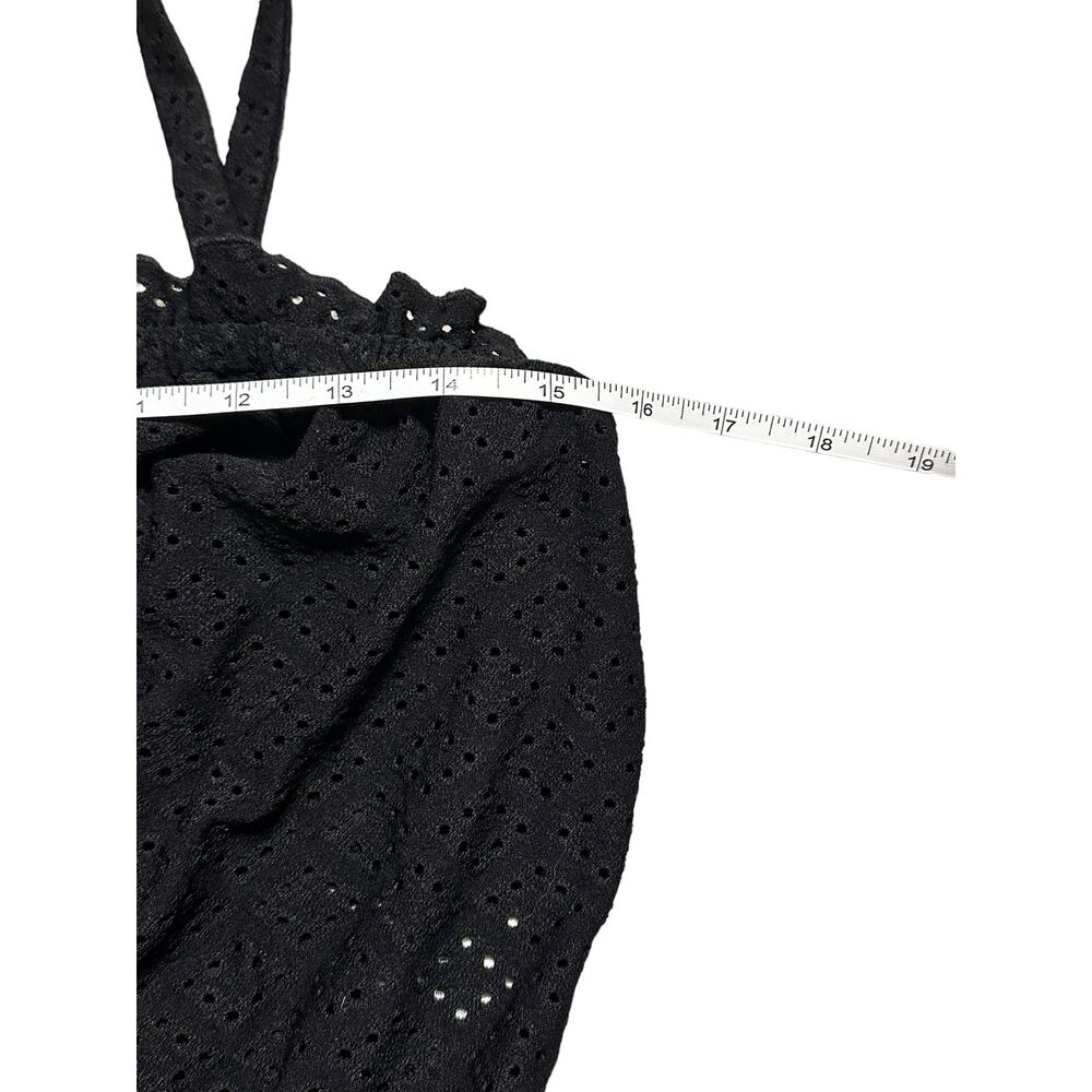 Love, Fire Black Eyelet Cropped Tank Top Size Medium - Picture 6 of 7
